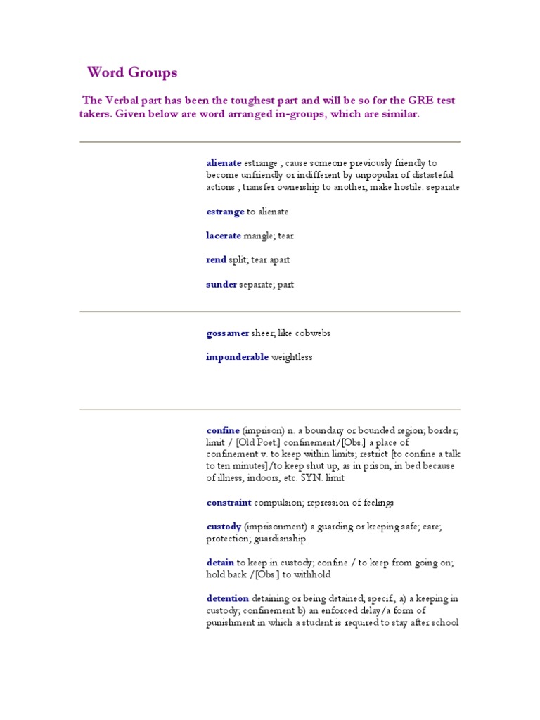 Word Groups | PDF | Handcuffs | Defamation