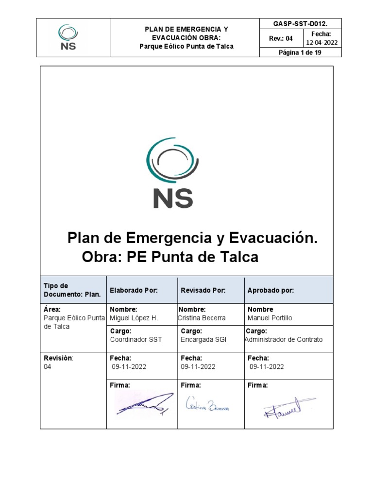 PTS Plan de Emergencia y Evacuación | PDF | Pandemia | Primeros auxilios