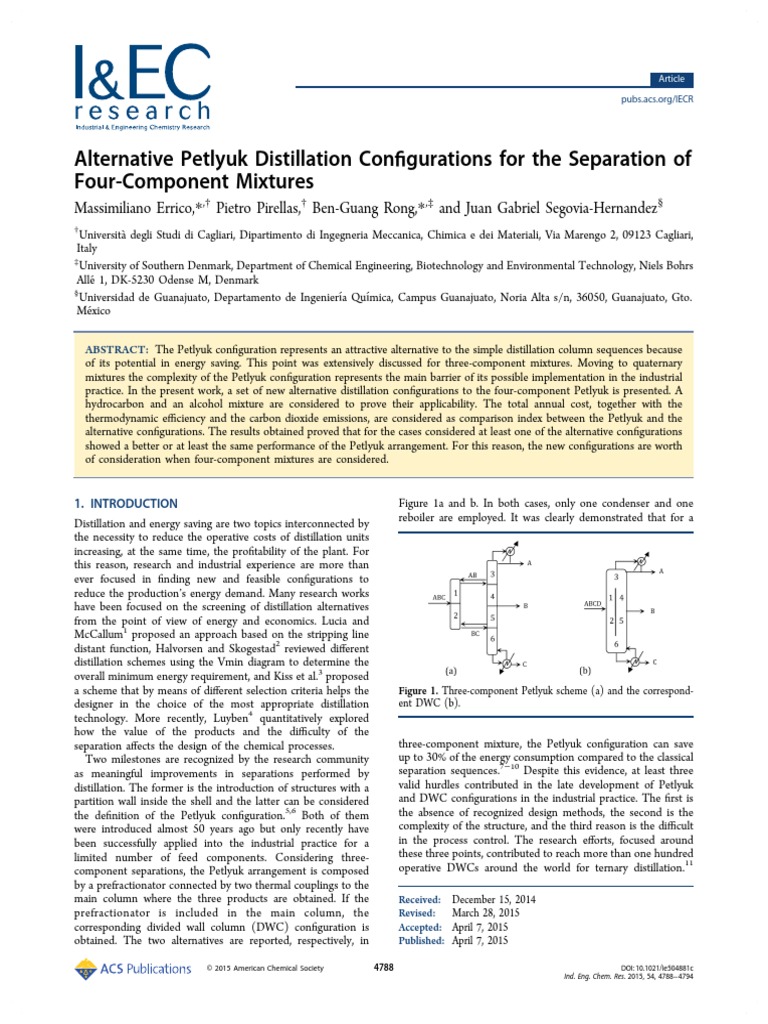 Alternative Petlyuk Distillation Configu | PDF | Distillation | Heat