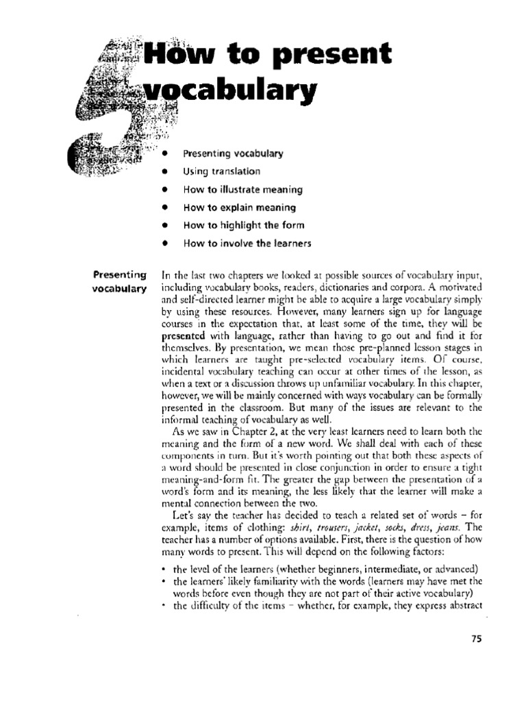 How to present vocabulary pdf