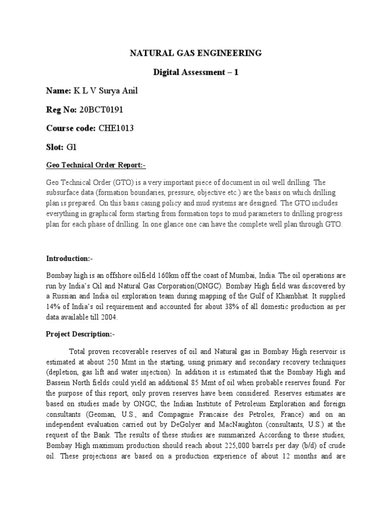 Bombay High Natural Gas Engineering Report | PDF | Rift | Petroleum ...