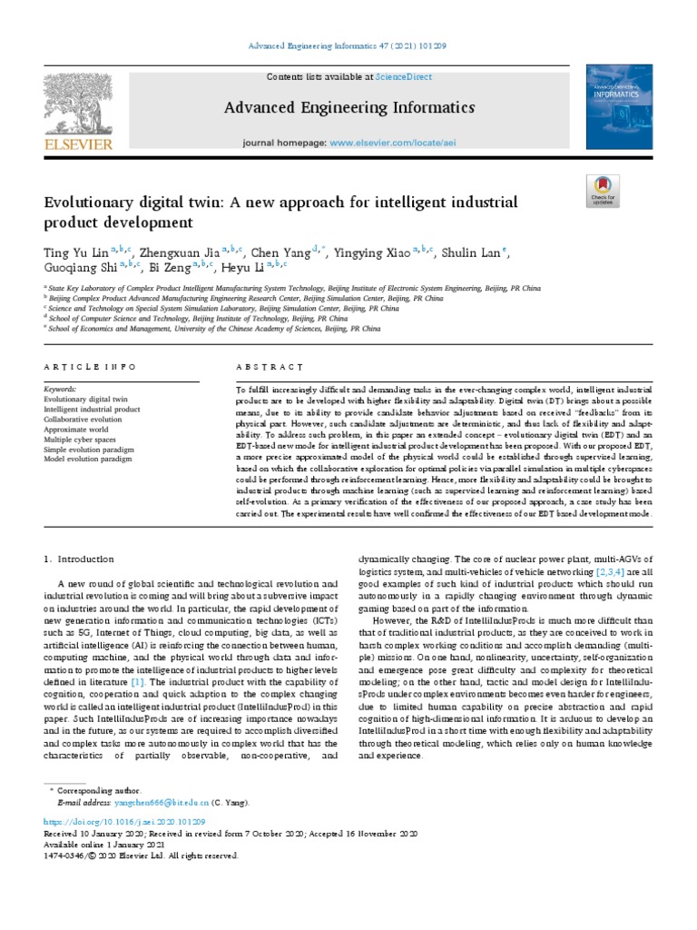 Evolutionary Digital Twin for Industry | PDF | Cloud Computing | Simulation