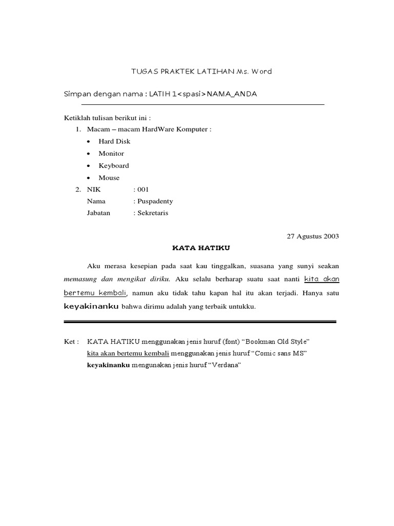 Praktek MS Word | PDF