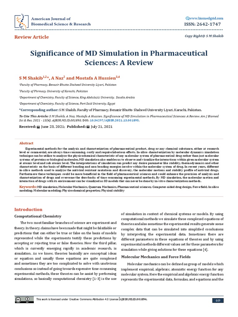 Ajbsr MS Id 001895 PDF Force Field (Chemistry) Schrödinger Equation