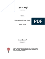 CIMA Case Study - May23 - Operational - Mock Exam A - Answers