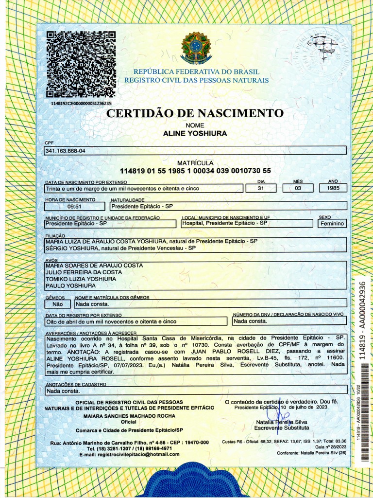 Certidão de Nascimento | PDF