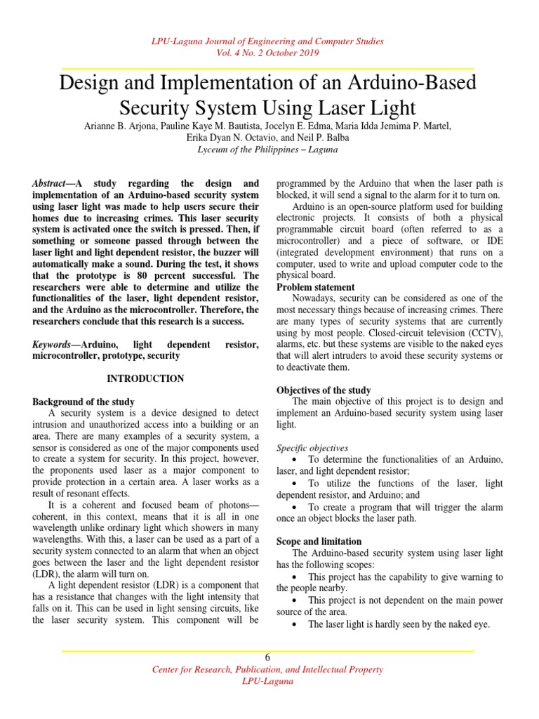 Design and Implementation of An Arduino Based Security System Using ...