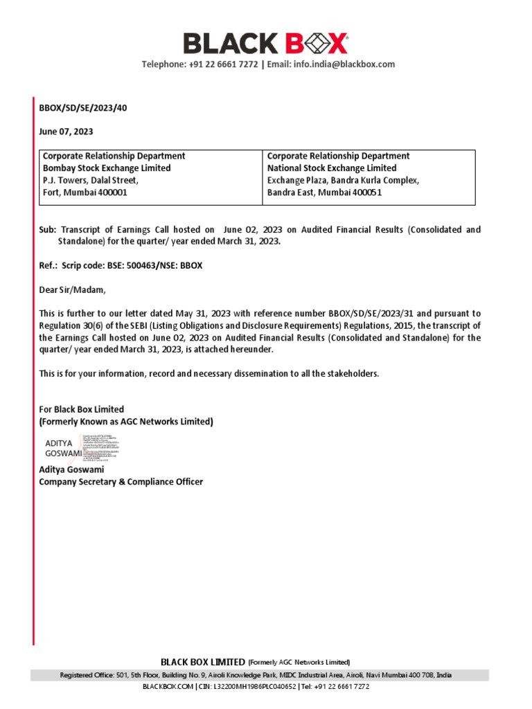Black Box Limited Q4 FY23 Earnings Call Transcript | PDF | Cloud ...