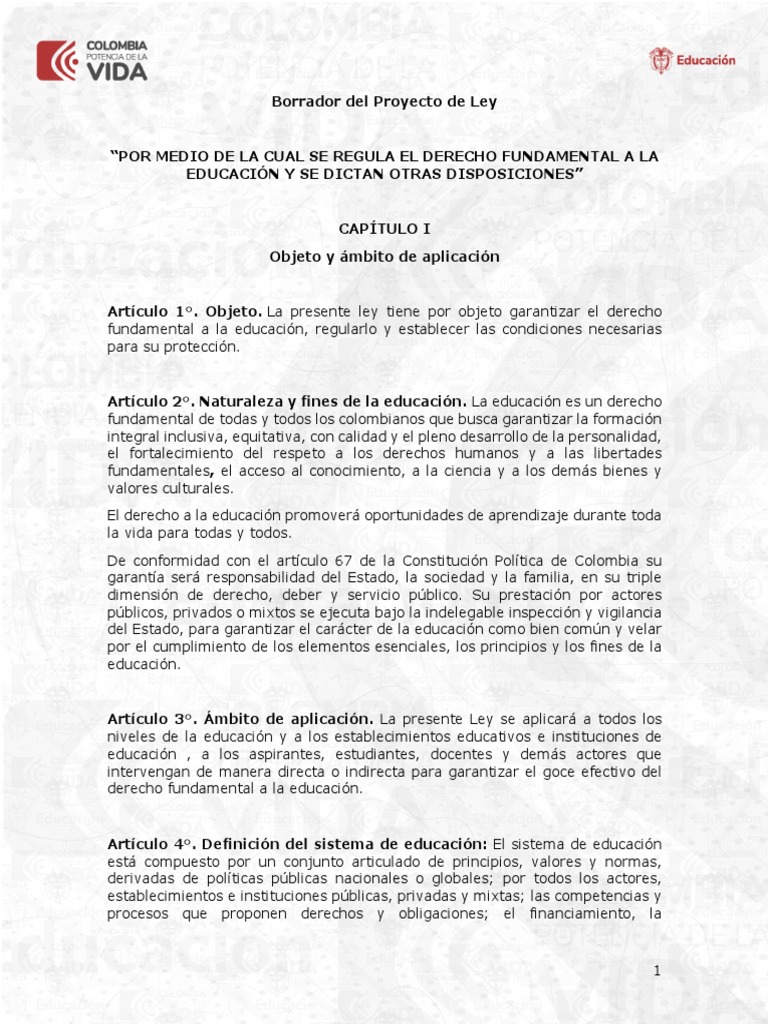 Regulación del Derecho a la Educación | PDF | Educación de la primera ...