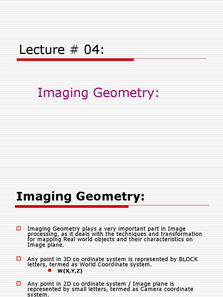 Imaging Geometry in Image Processing | PDF | Matrix (Mathematics ...