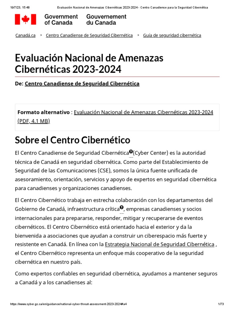 ESPNational Cyber Threat Assessment 20232024 Canadian Centre For