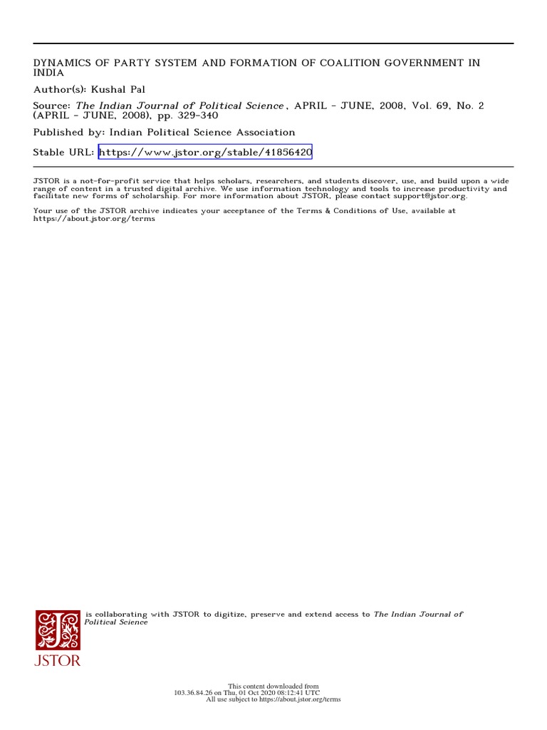 India's Party System & Coalition Dynamics | PDF | Indian National ...