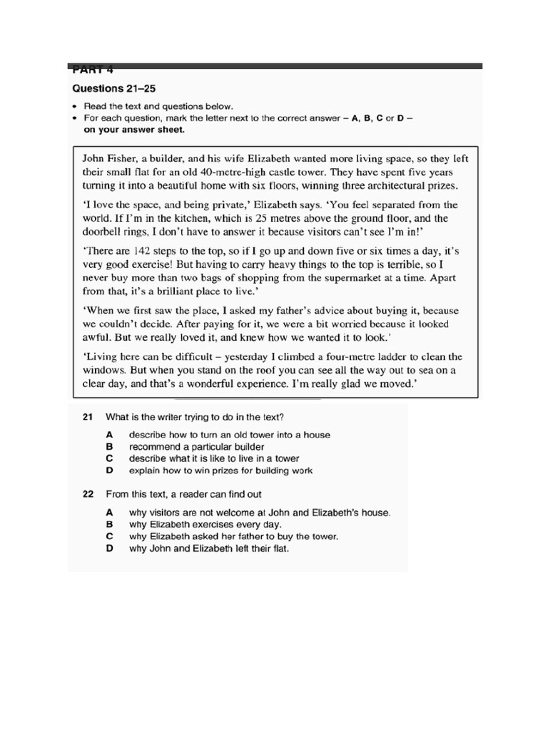 Pet test 1 part 4 pdf