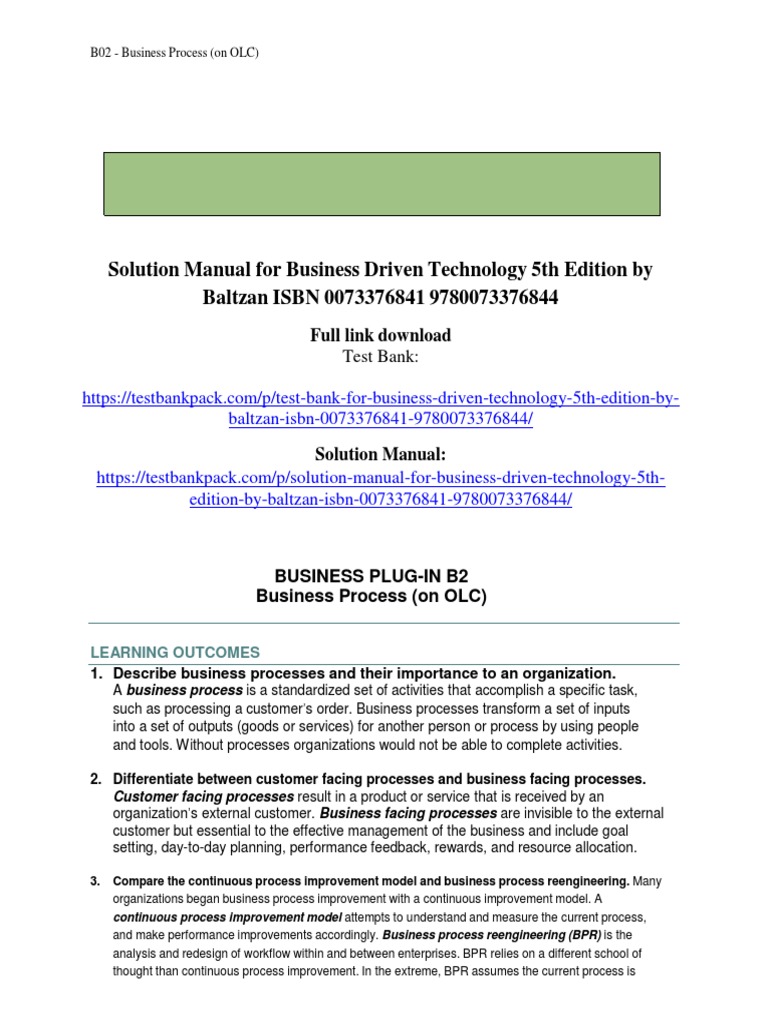 Business Driven Technology 5th Edition by Baltzan ISBN Solution Manual ...