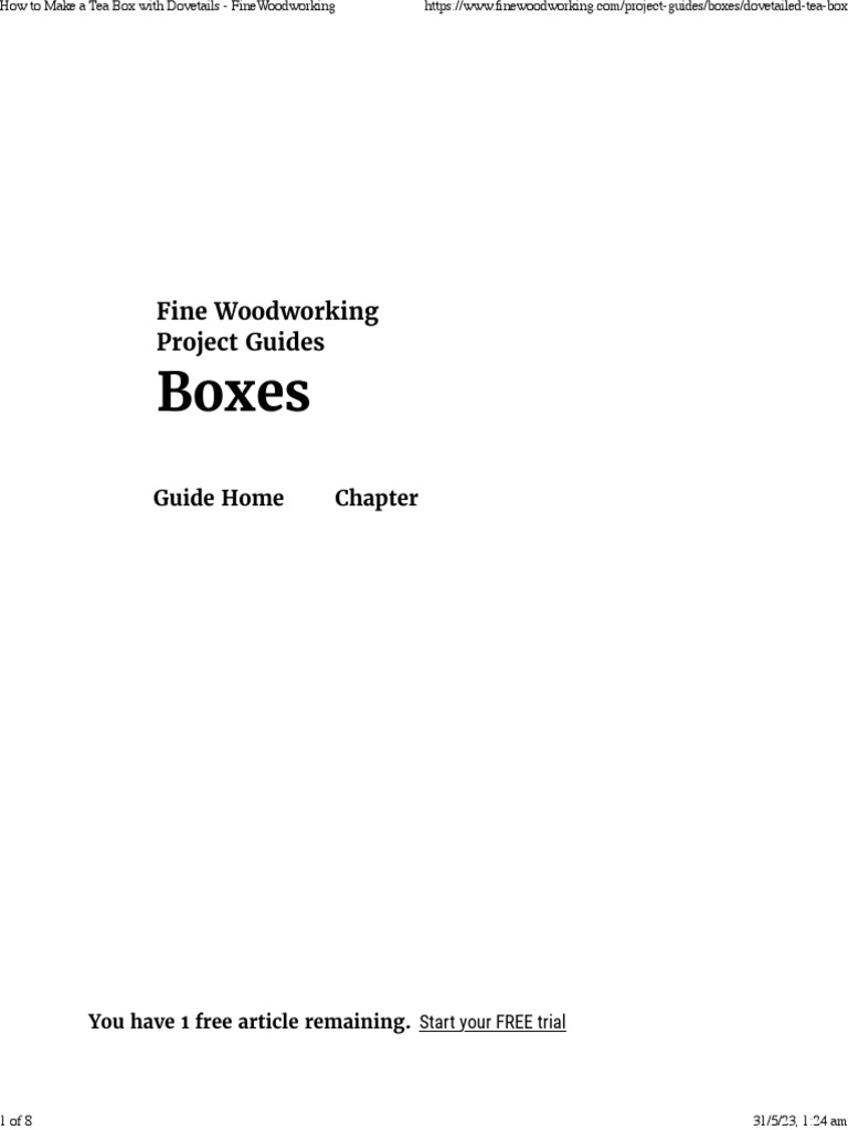 Dovetailed Tea Box Project Guide | PDF | Woodworking