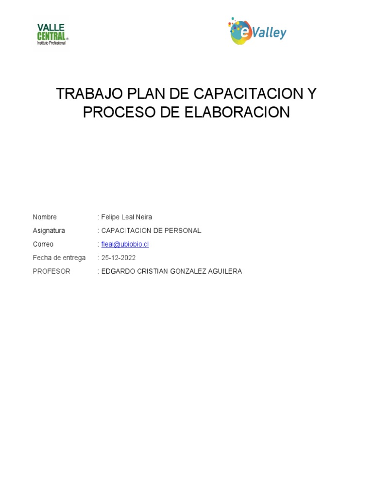 Trabajo Unidad 2 Capacitacion de Personal | PDF | Gestión de recursos ...