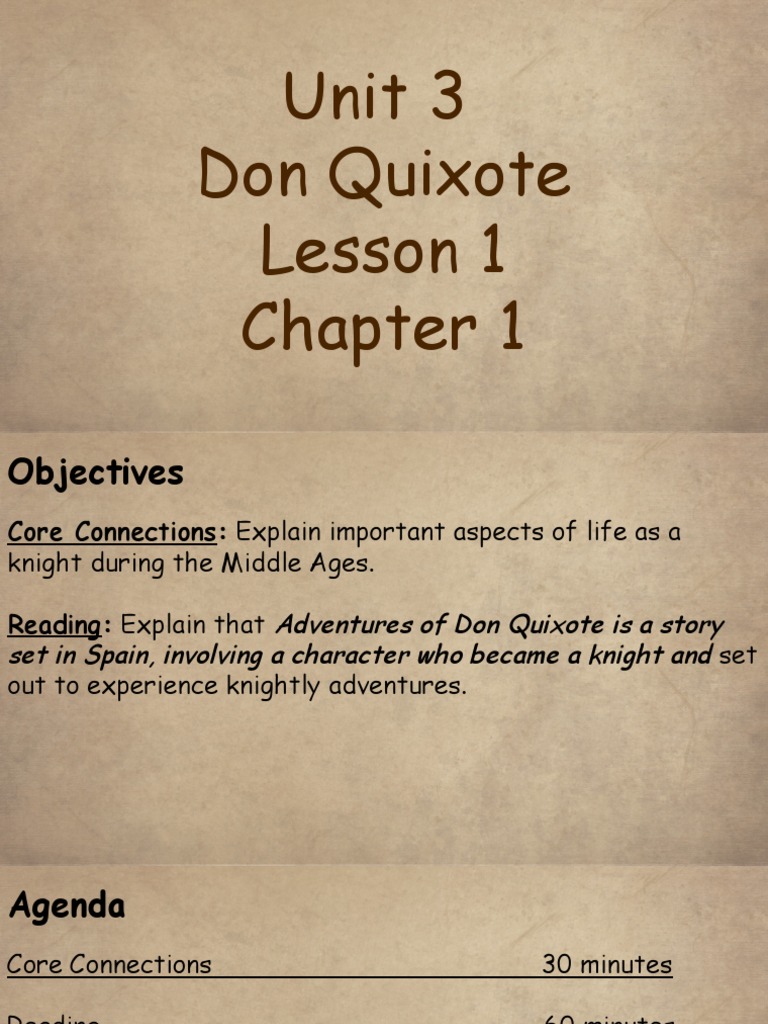 Don Quixote Lesson Plan: Chapter 1 | PDF | Don Quixote | Knight
