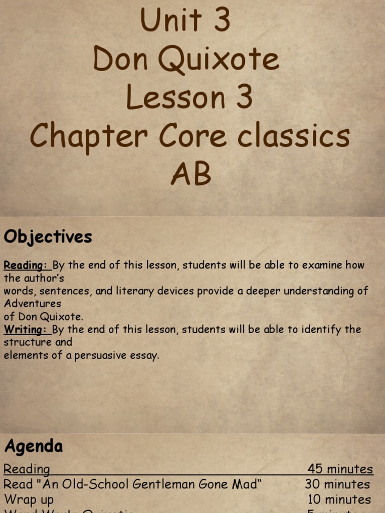Unit 3 Don Quixote Lesson 3 Pdf Don Quixote