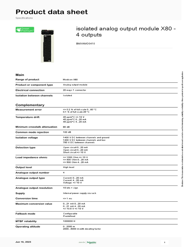 Modicon X80 Modules - BMXAMO0410 | PDF | Electrical Connector ...