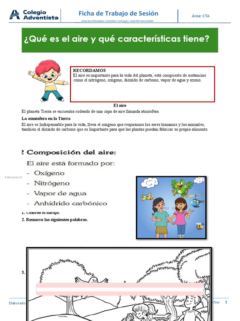 Ficha El Aire | PDF | Atmósfera de tierra | Oxígeno