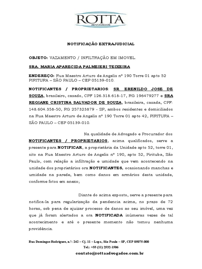 Notificação Extrajudicial por Infiltração | PDF