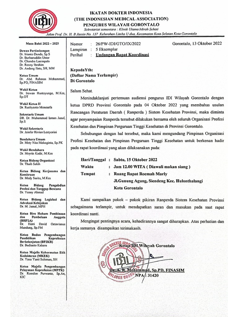 Undangan Rapat Koordinasi | PDF