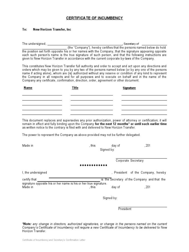 Certificate of Incumbency 03 PDF Government Justice