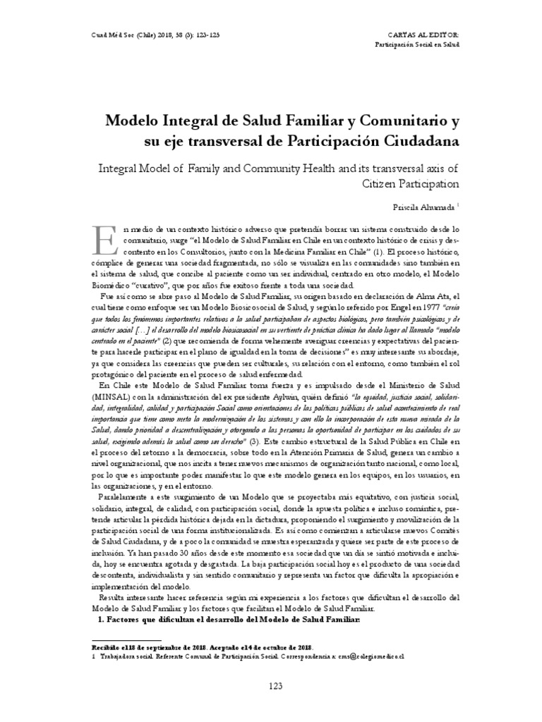 Modelo Integral de Salud Familiar y Comunitario y Su Eje Transversal de ...