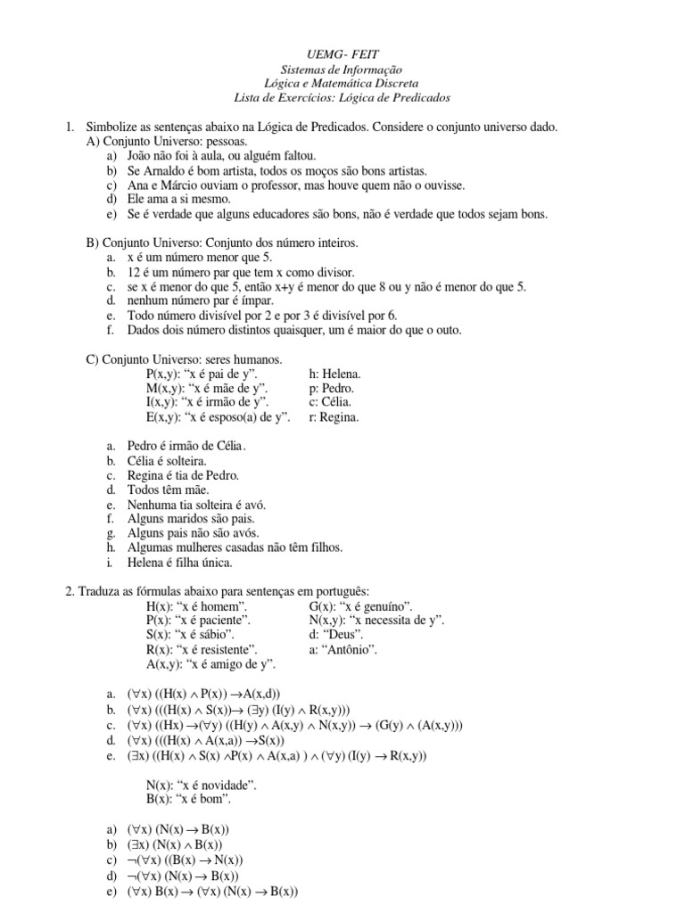 Lista3 Logica Logica Matematica Formalismo Dedutivo