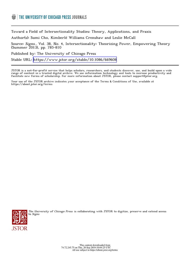 Intersectionality Studies: Theory and Praxis | PDF | Intersectionality ...