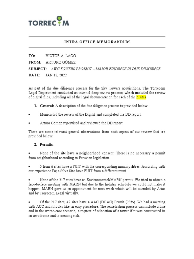 Intra Office Memo Final Legal DD CLO FINAL | PDF | Private Law | Justice