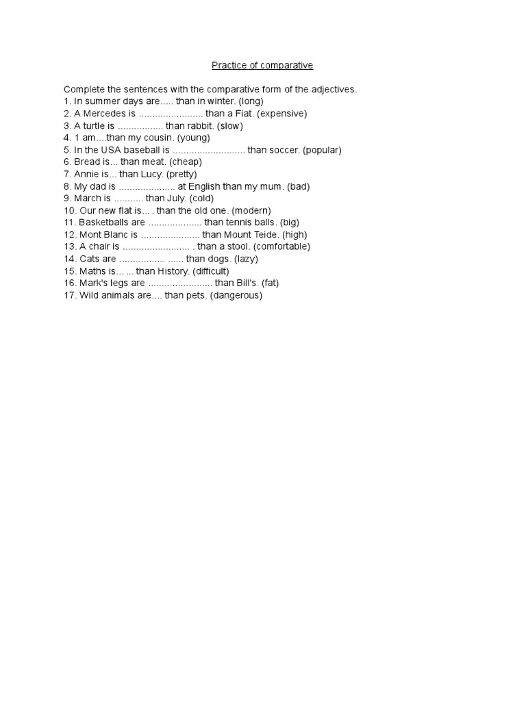 Practice Comparative | PDF | Sports & Recreation | Home & Garden