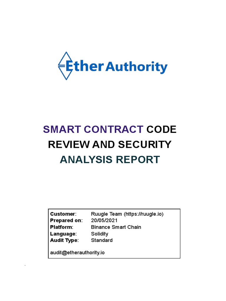Ruugle Token - Smart Contracts Security Audit Report | PDF | Computer ...