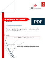 Actividad de Aprendizaje 2 - La Ergonomía Aplicada A Las Organizaciones y Los Grupos Con Capacidades Diferentes - RCRT