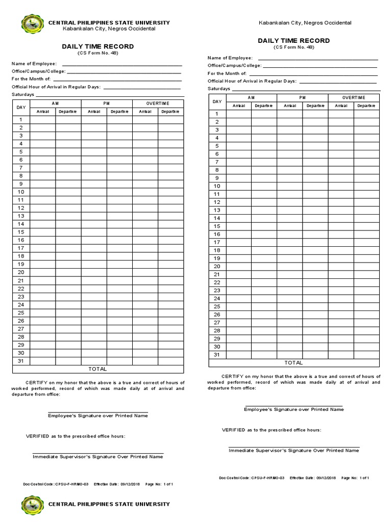 DTR Blank | PDF