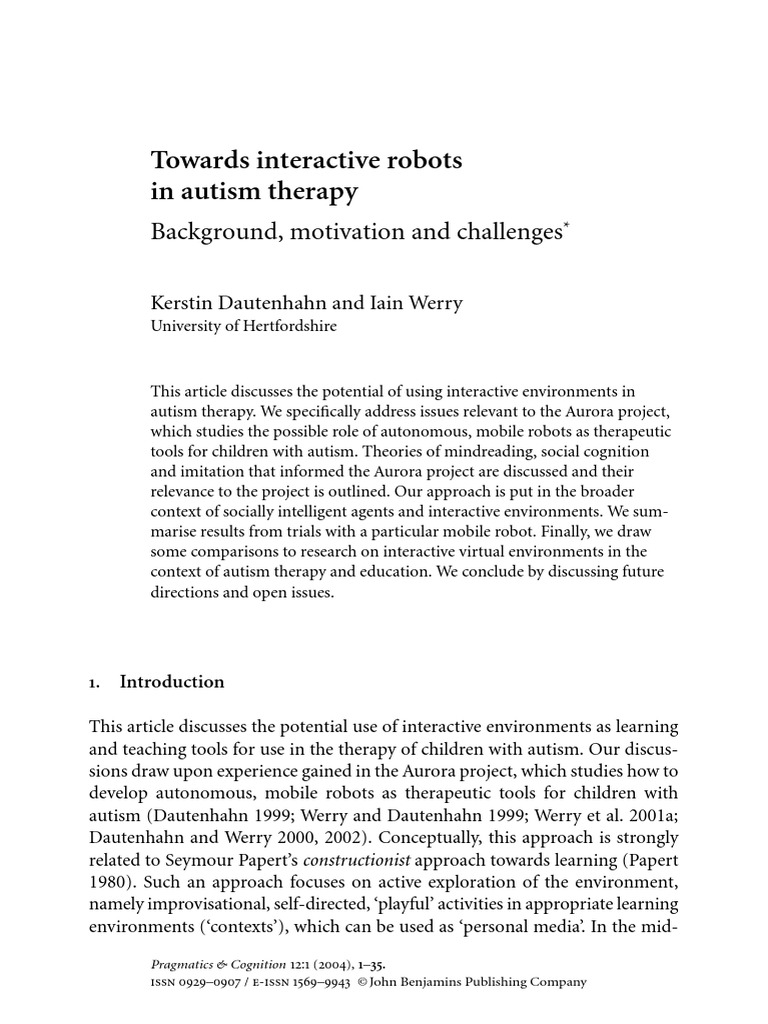 Towards interactive robots in autism therapy pdf theory of mind