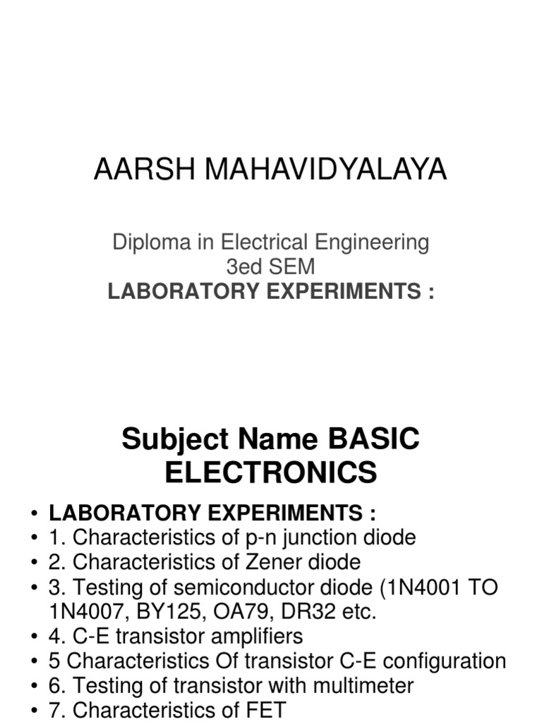 Electrical Engineering Lab Experiments | PDF