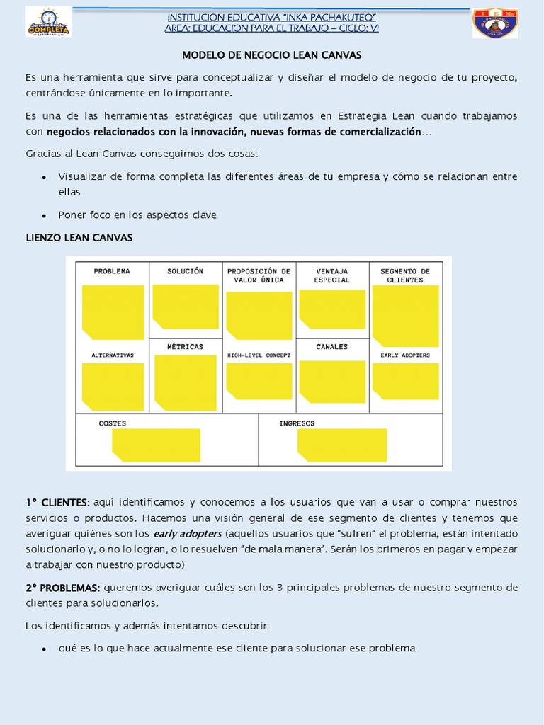 Modelo de Negocio Lean Canvas | PDF | Modelo de negocio | Cliente