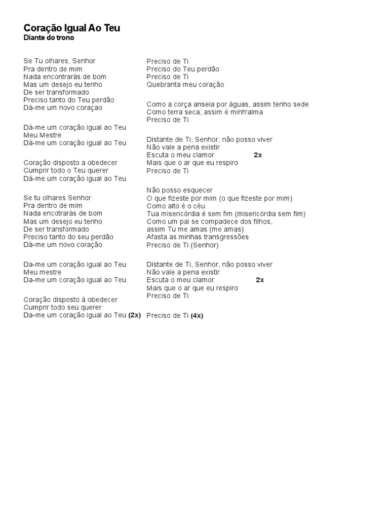 Coração Igual Ao Teu Pdf