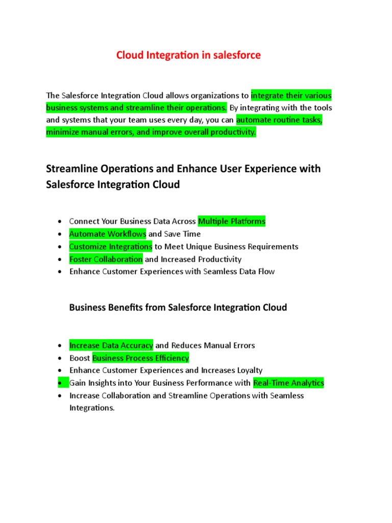 Salesforce Integration Cloud Benefits | PDF | Cloud Computing | Analytics