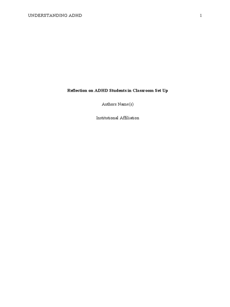 Reflection On ADHD Students in Classroom Set Up - Edited.edited ...
