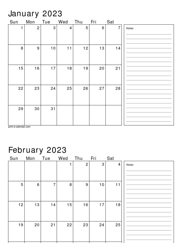 2023 Monthly Calendar Printable | PDF
