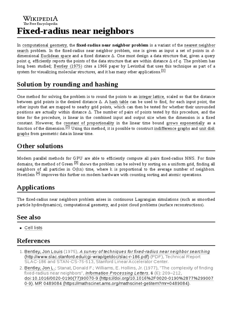 FixedRadius Near Neighbors PDF Computer Science Computing