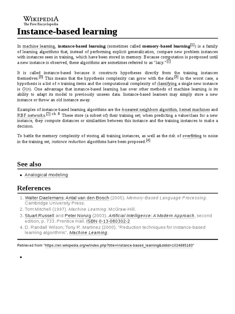 Instance-Based Learning | PDF