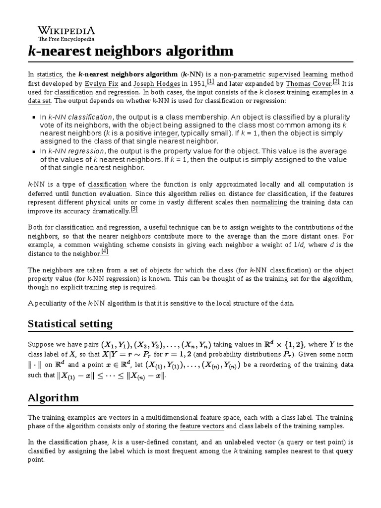 K-Nearest Neighbors Algorithm | PDF | Multivariate Statistics | Machine ...