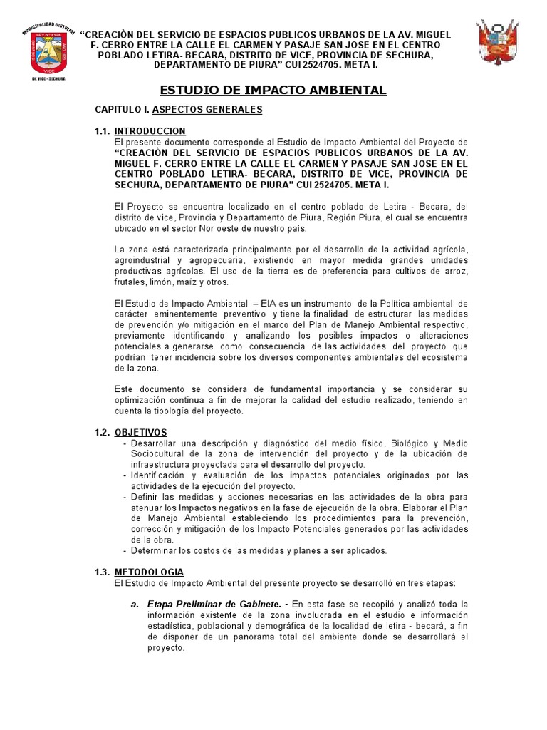 Estudio de Impacto Ambiental en Sechura | PDF | Evaluación de impacto ...