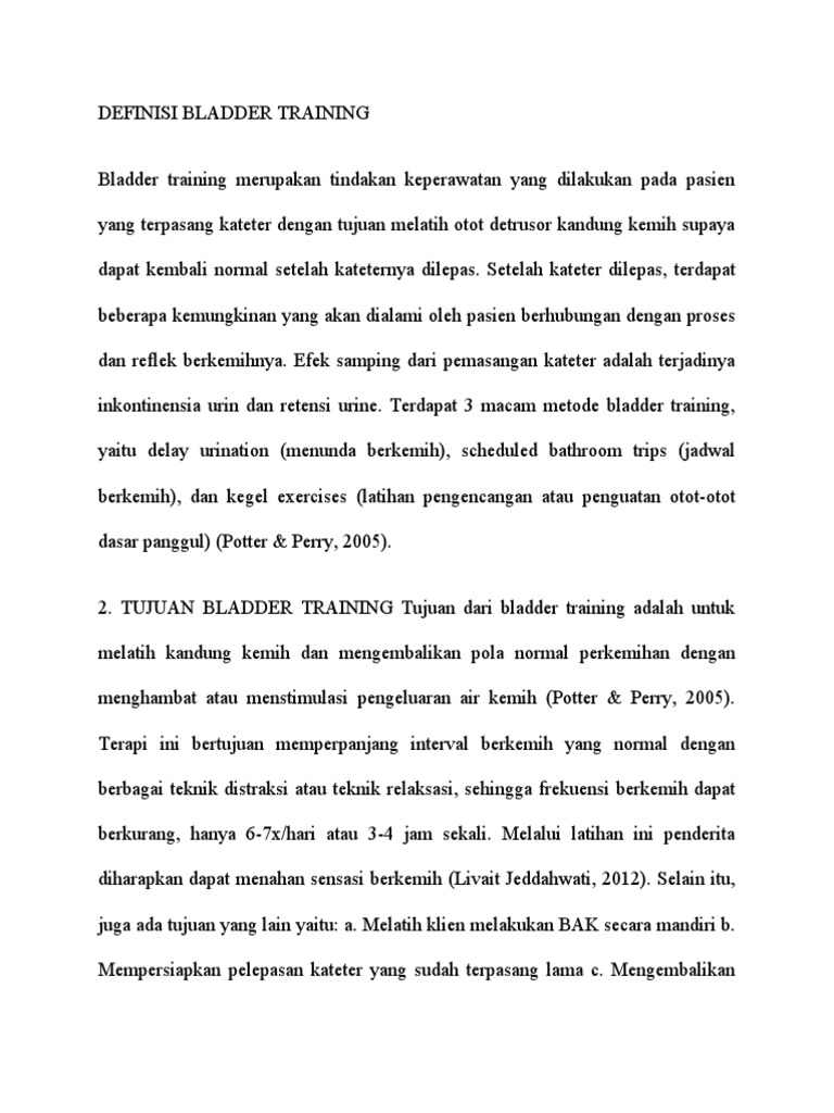 Definisi Bladder Training | PDF | Sains & Matematika