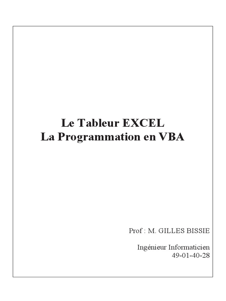 Introduction à Excel VBA et macros | PDF | Visual Basic for ...