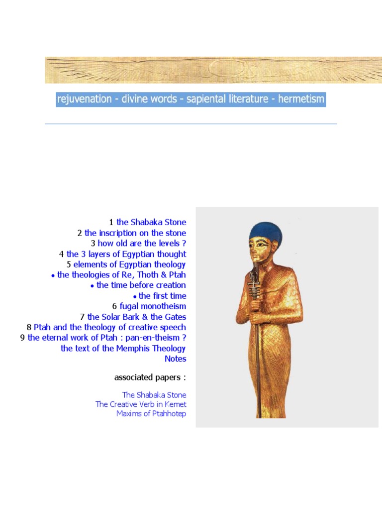 Shabaka Stone and Memphis Theology | PDF | Ancient Egypt