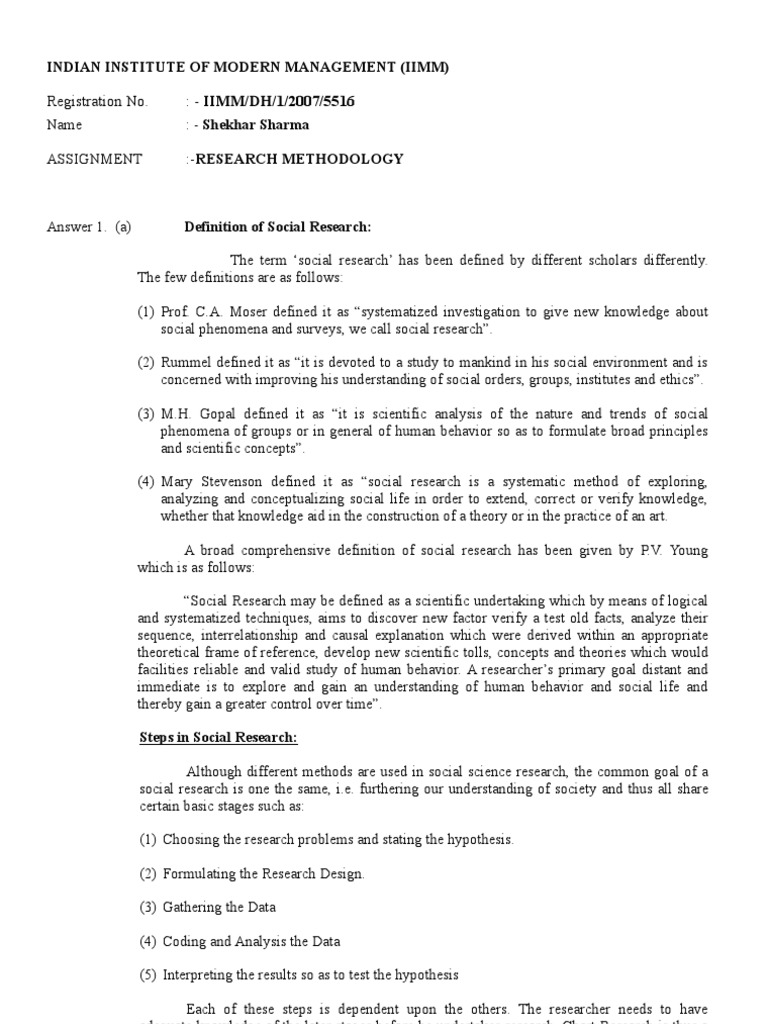 Assignment (Research Methodology) | PDF | Hypothesis | Sampling ...